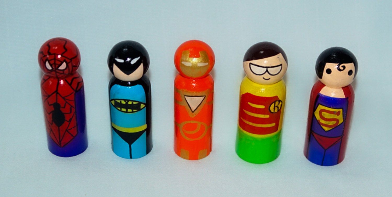 Channapatna Wooden - Peg Dolls/Grodnertal Dolls/Dutch Dolls/Peggies, can Play,Decorate Kids Rooms (h=9cm,w=3cm)