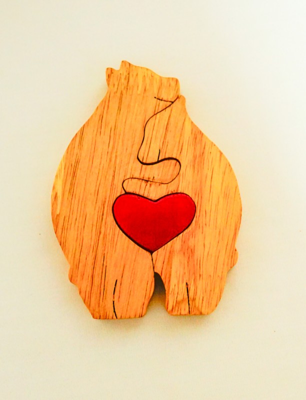Wooden - Cute Animal Hugging Puzzle(L=12CM,W=8.5CM)