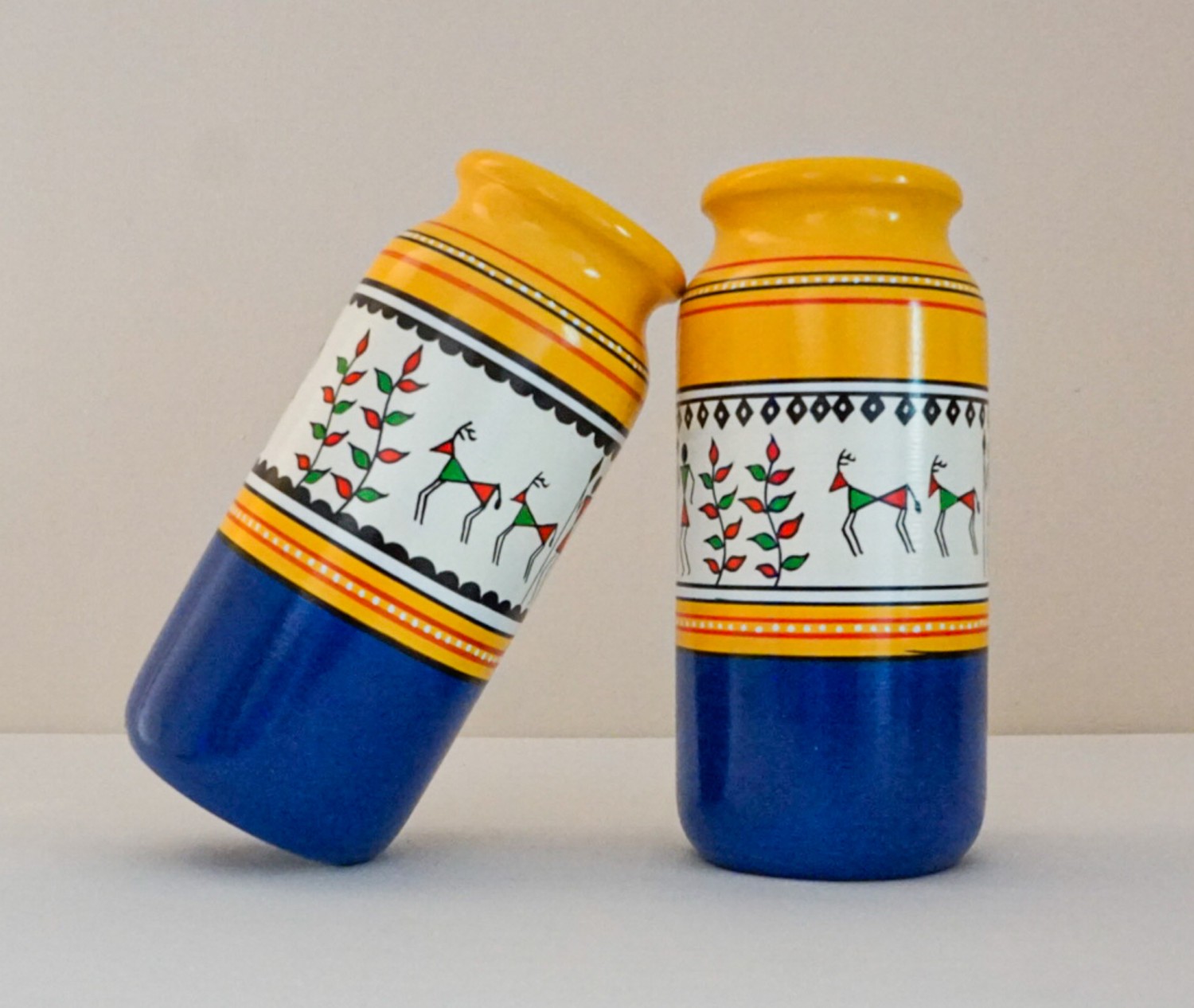 Channapatna Wooden - Colourful Art Work Flower Vase (L=20CM,W=9CM)