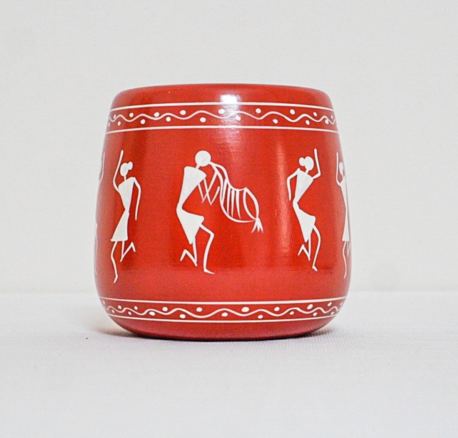 Channapatna Wooden - Art Work Curved Jar(L=9CM,W=9CM)