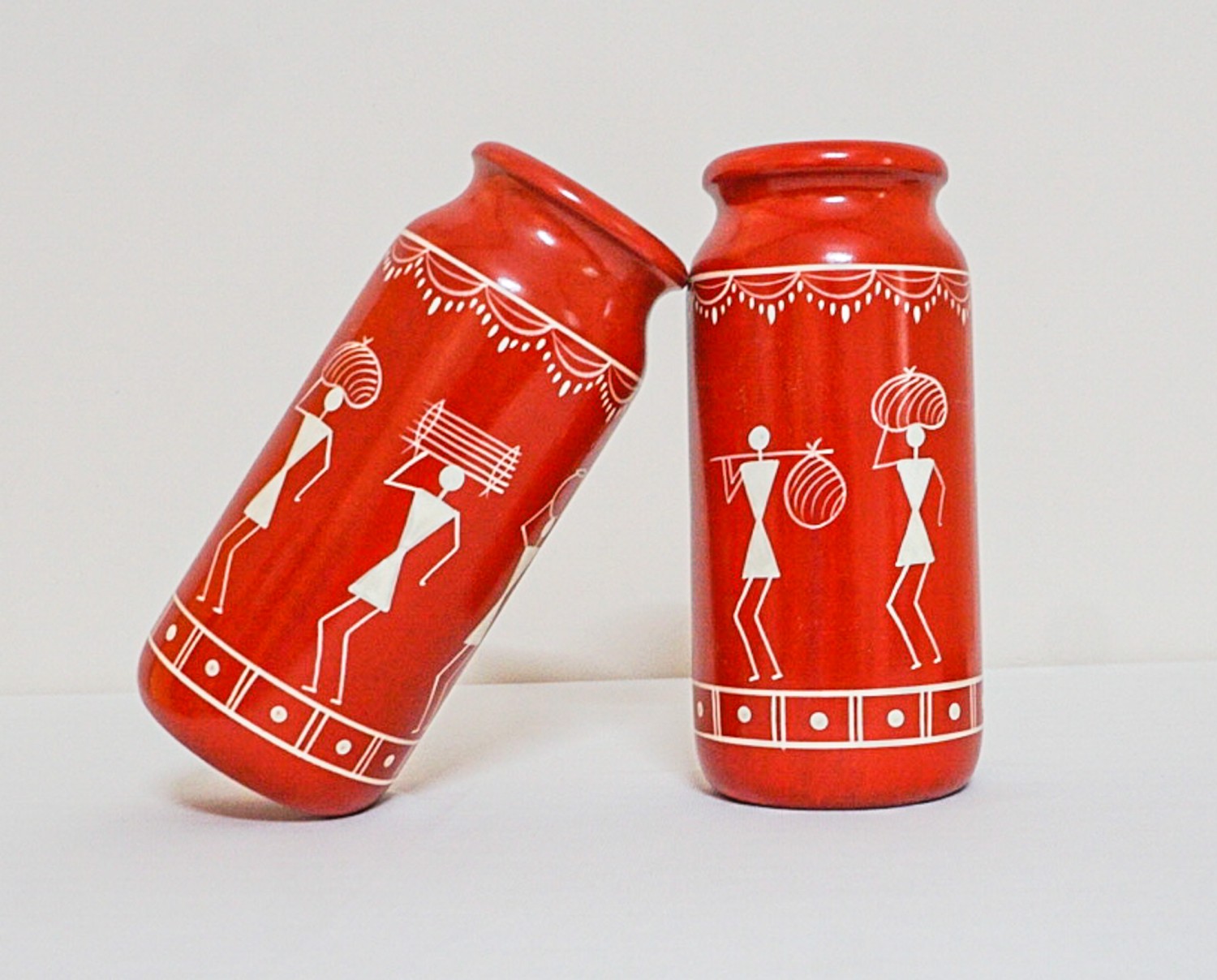 Channapatna Wooden - Colourful Art Work Flower Vase (L=20CM,W=9CM)