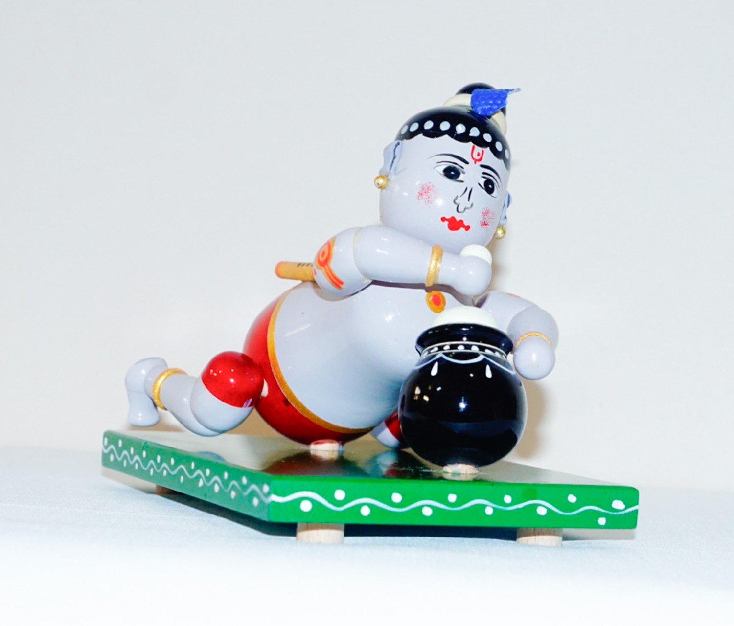 Wooden - Cute Little Ambegala Krishna (L=13CM,W=15CM)