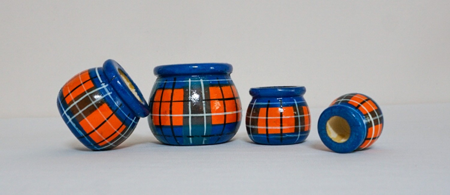 Channapatna Wooden 4 Pot Set (L=18.5CM,W=8CM)