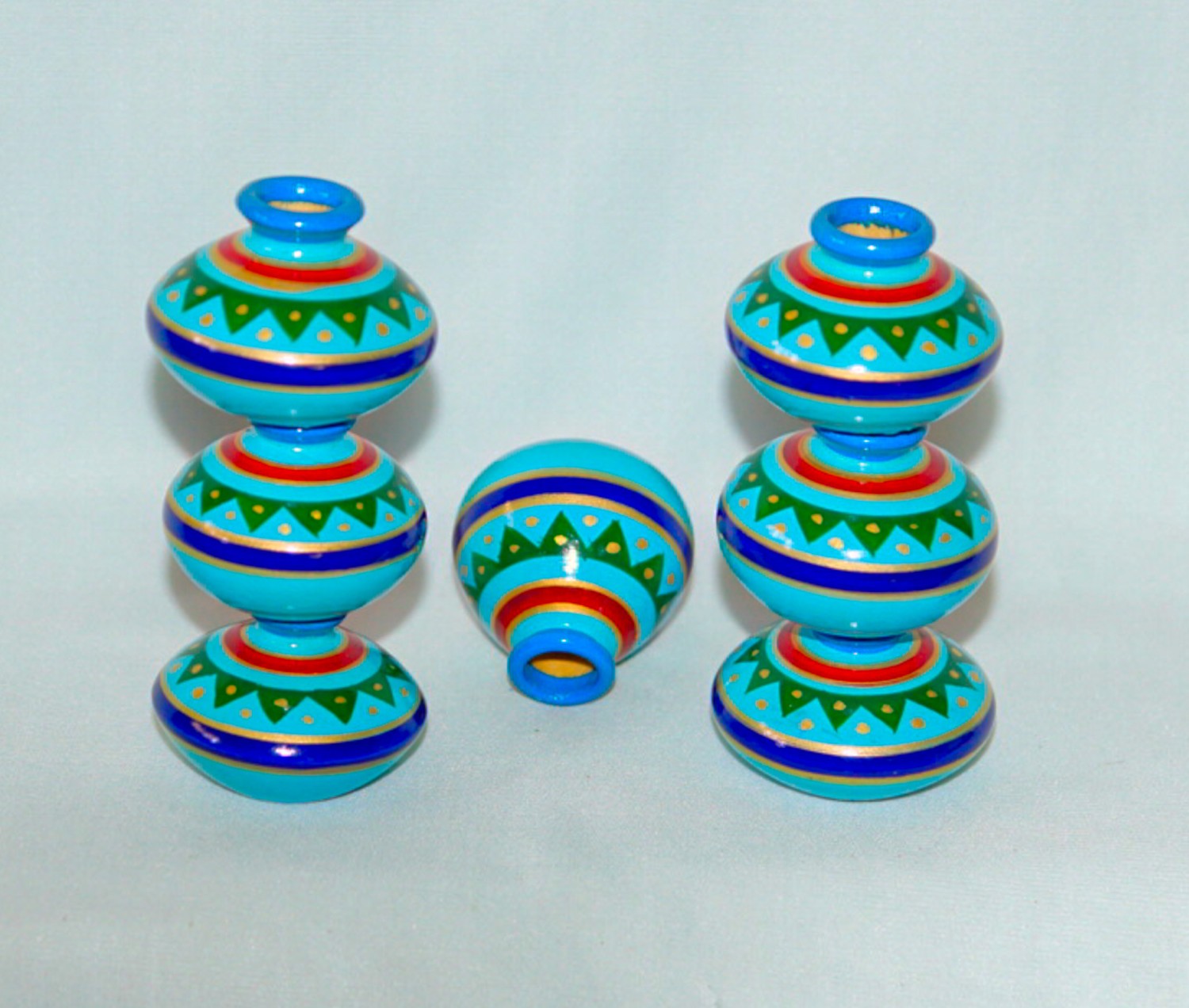 Channapatna Wooden Miniature Wooden Pots Set of 5(L=6CM,W=3CM Sizes SLIGHITLY Varies) Faux Desk Plant in Pot for Indoor Home Office Any Room Decor, Easy to Clean and Maintain Set of 5